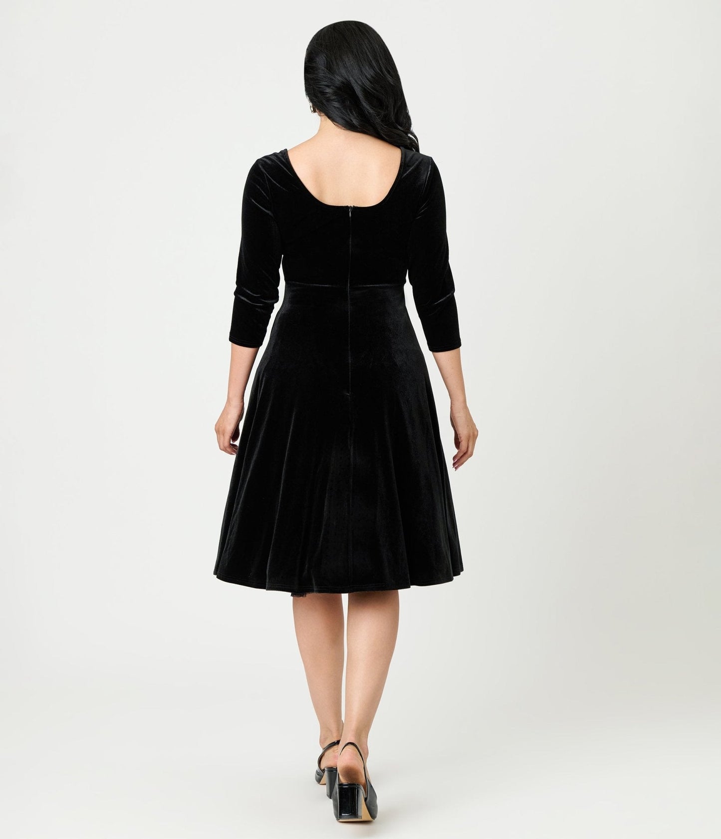 Unique Vintage Black Spiderweb Square Neck Swing Dress