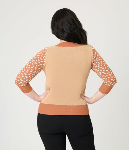 Unique Vintage Brown & Deer Sleeve Minou Sweater