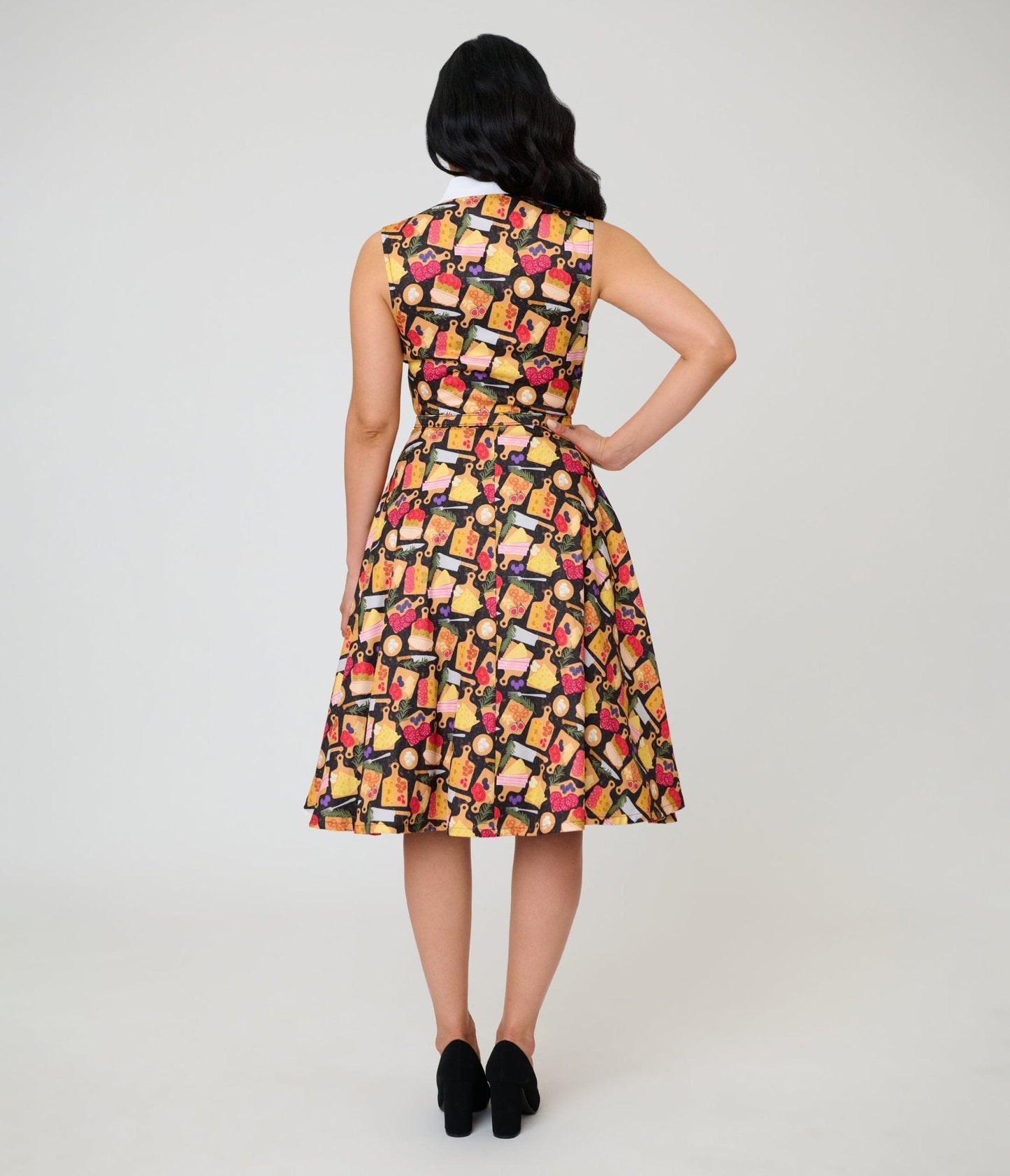 Unique Vintage Charcuterie Print Darlene Swing Dress