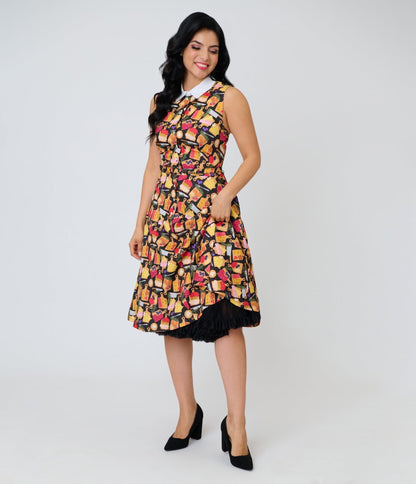 Unique Vintage Charcuterie Print Darlene Swing Dress