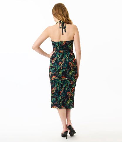 Unique Vintage Green Venus Fly Trap Leilani Sarong Dress