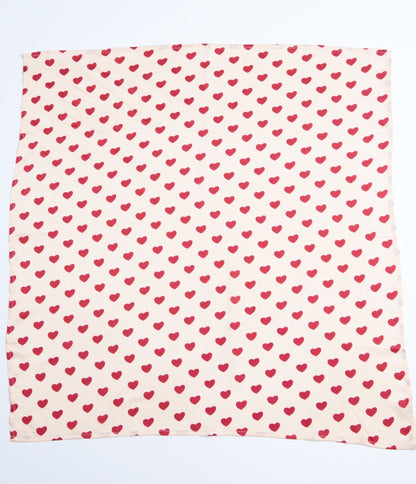 Unique Vintage Ivory & Red Hearts Hair Scarf