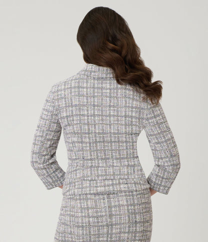 Unique Vintage Lavender Plaid Boucle Peplum Jacket