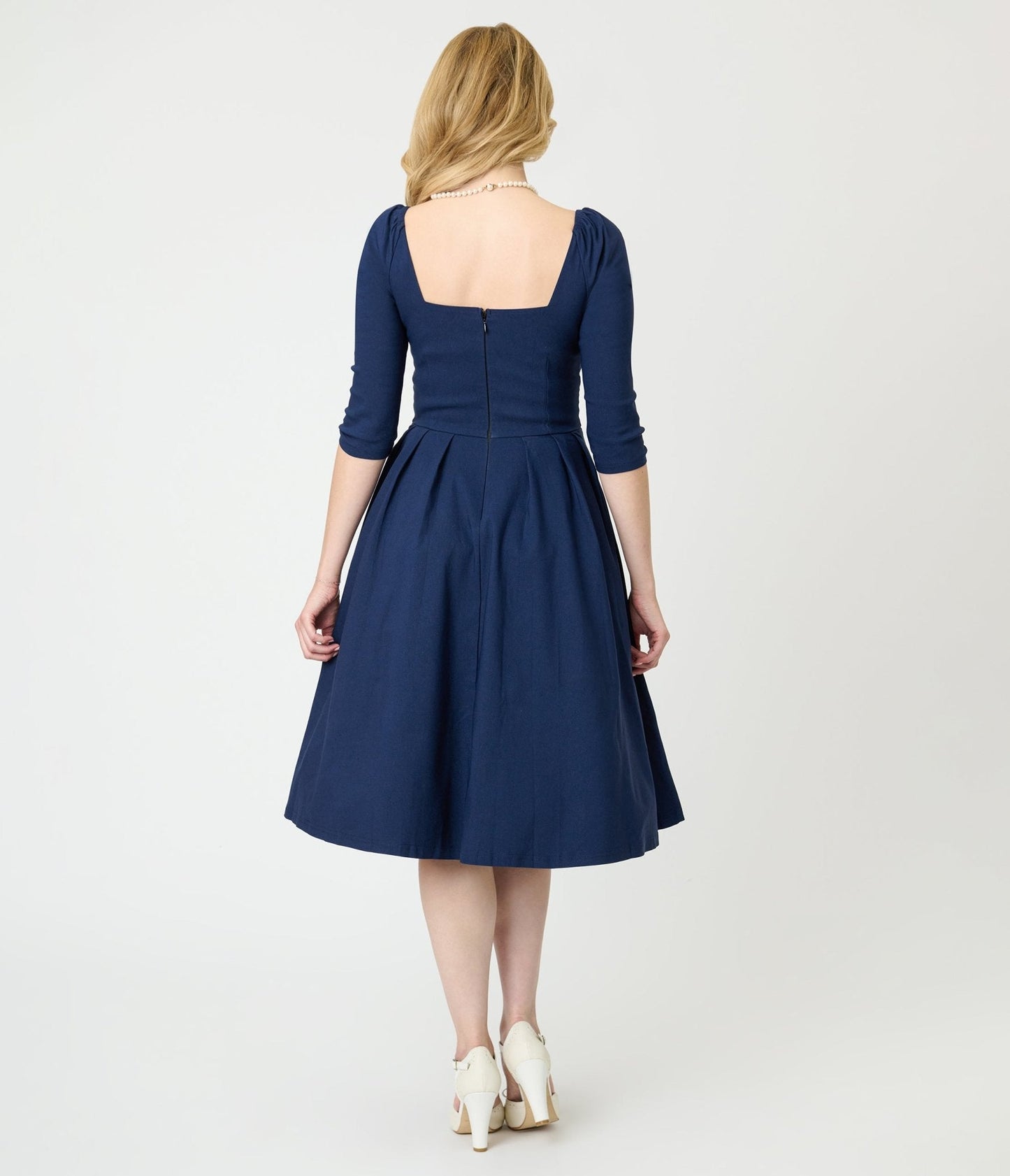 Unique Vintage Navy Lamar Swing Dress