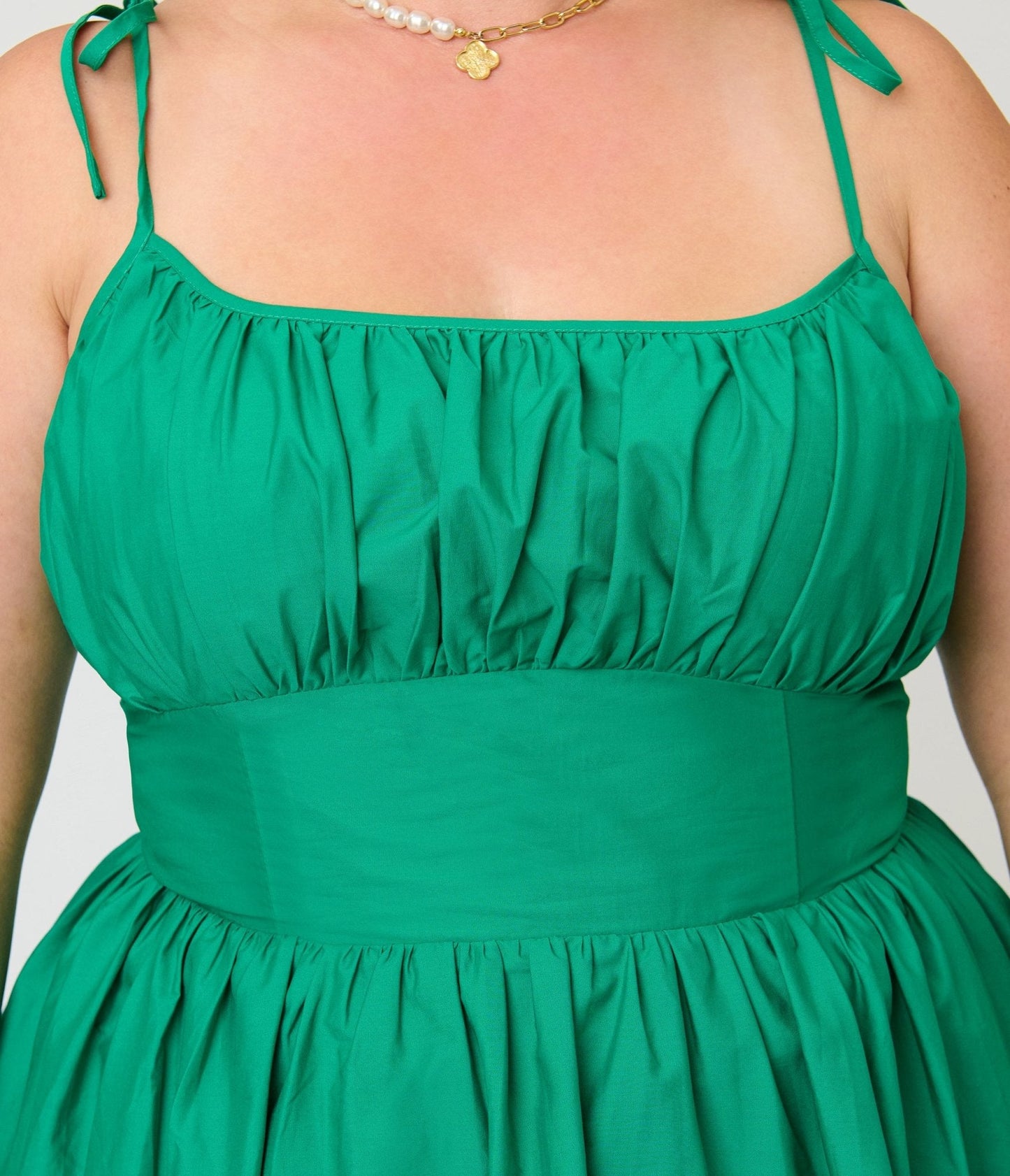 Unique Vintage Plus Size Green Sleeveless Cotton Swing Dress