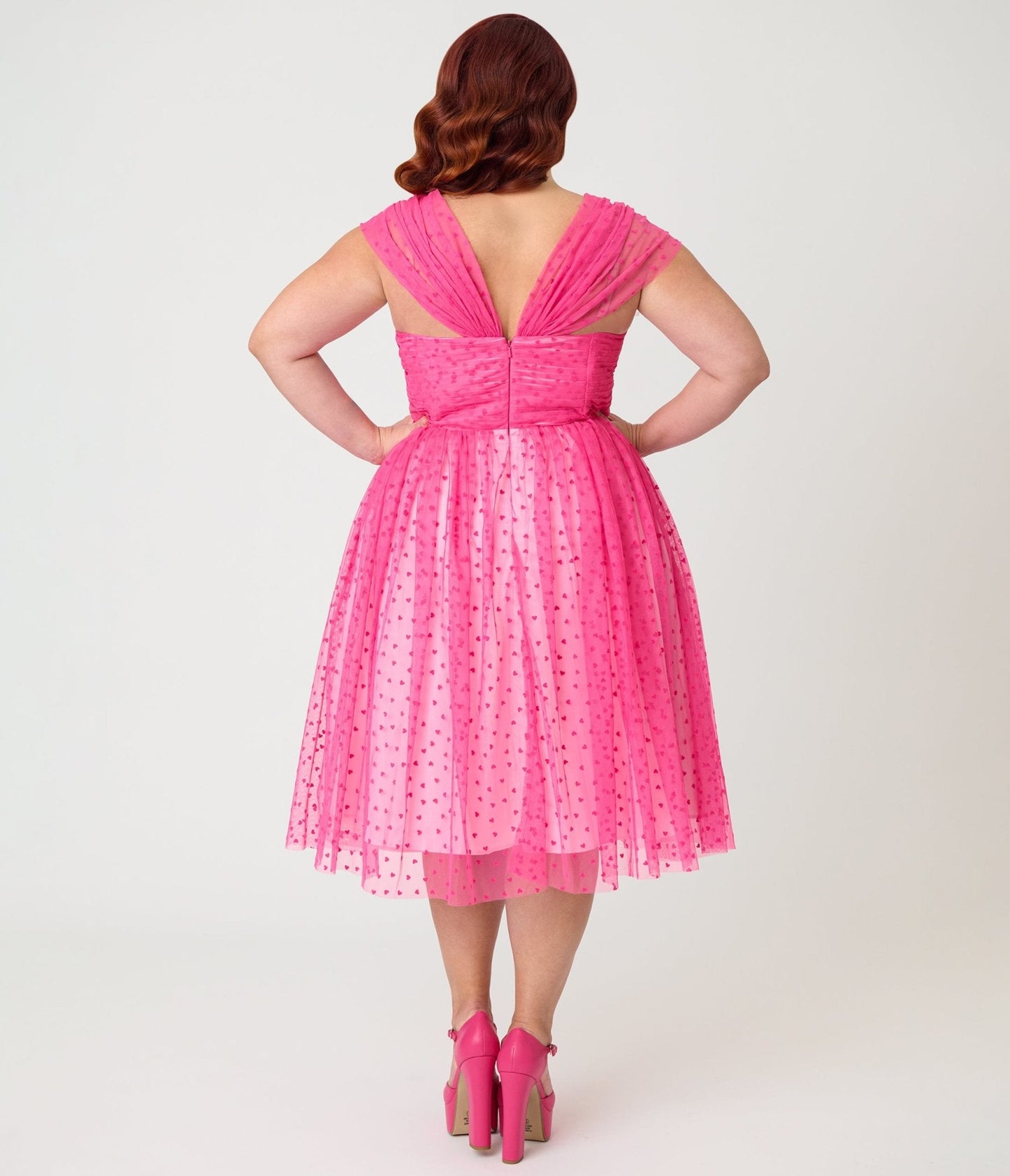 Unique Vintage Plus Size Hot Pink Garden State Swing Dress